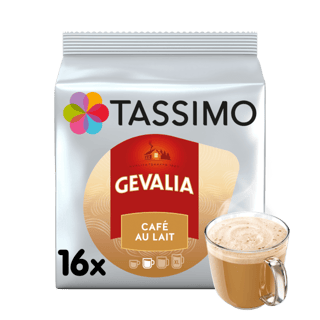 TASSIMO CAFÉ AU LAIT En klassisk, god kombination av lika delar starkt kaffe och varm mjölk